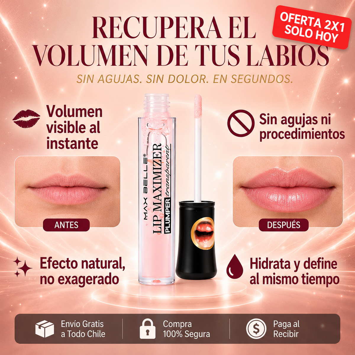 LipFull™ — Voluminizador de labios con efecto visible en segundos, sin agujas | OFERTA 2X1