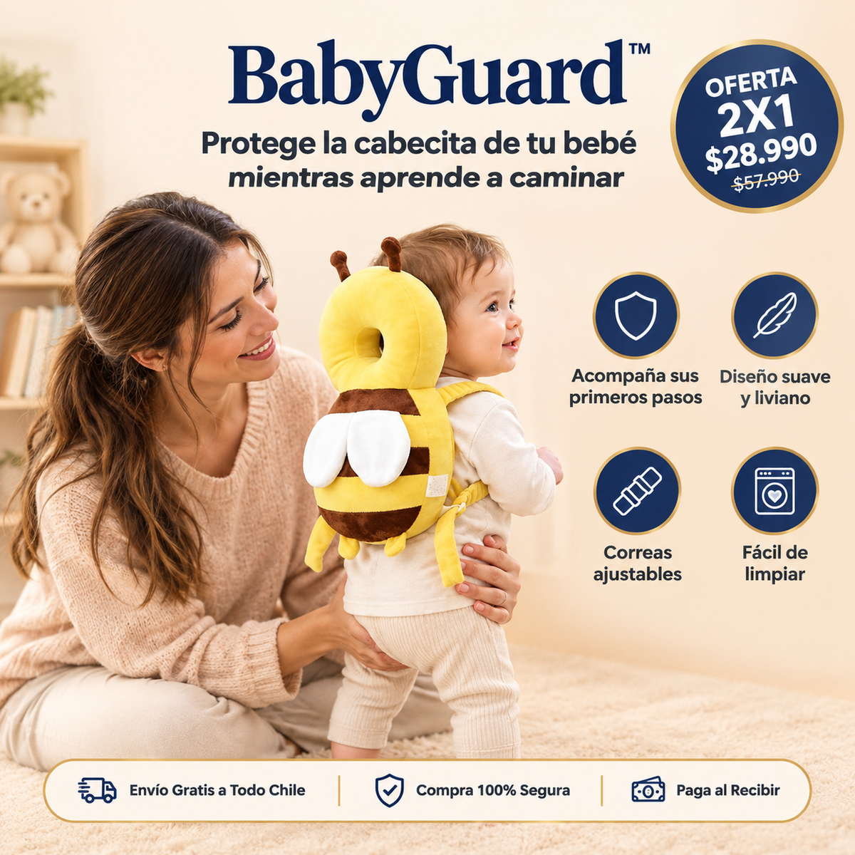 BabyGuard™ Protector de cabeza acolchado para bebés - OFERTA 2X1