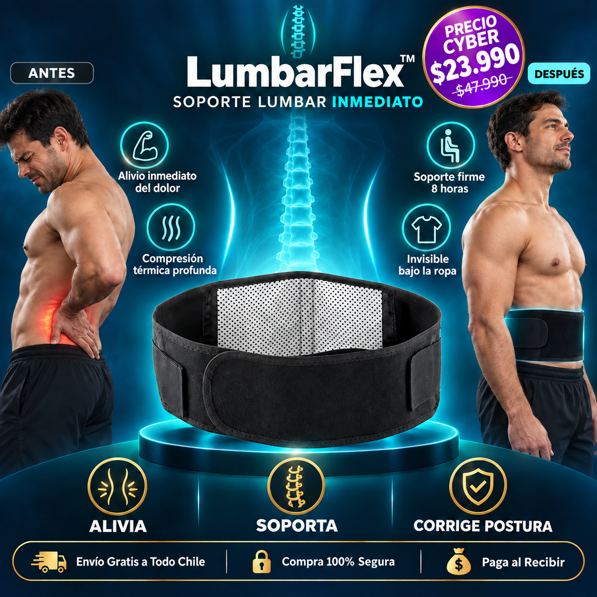 LumbarFlex™ Faja lumbar de soporte y compresión - OFERTA CYBER