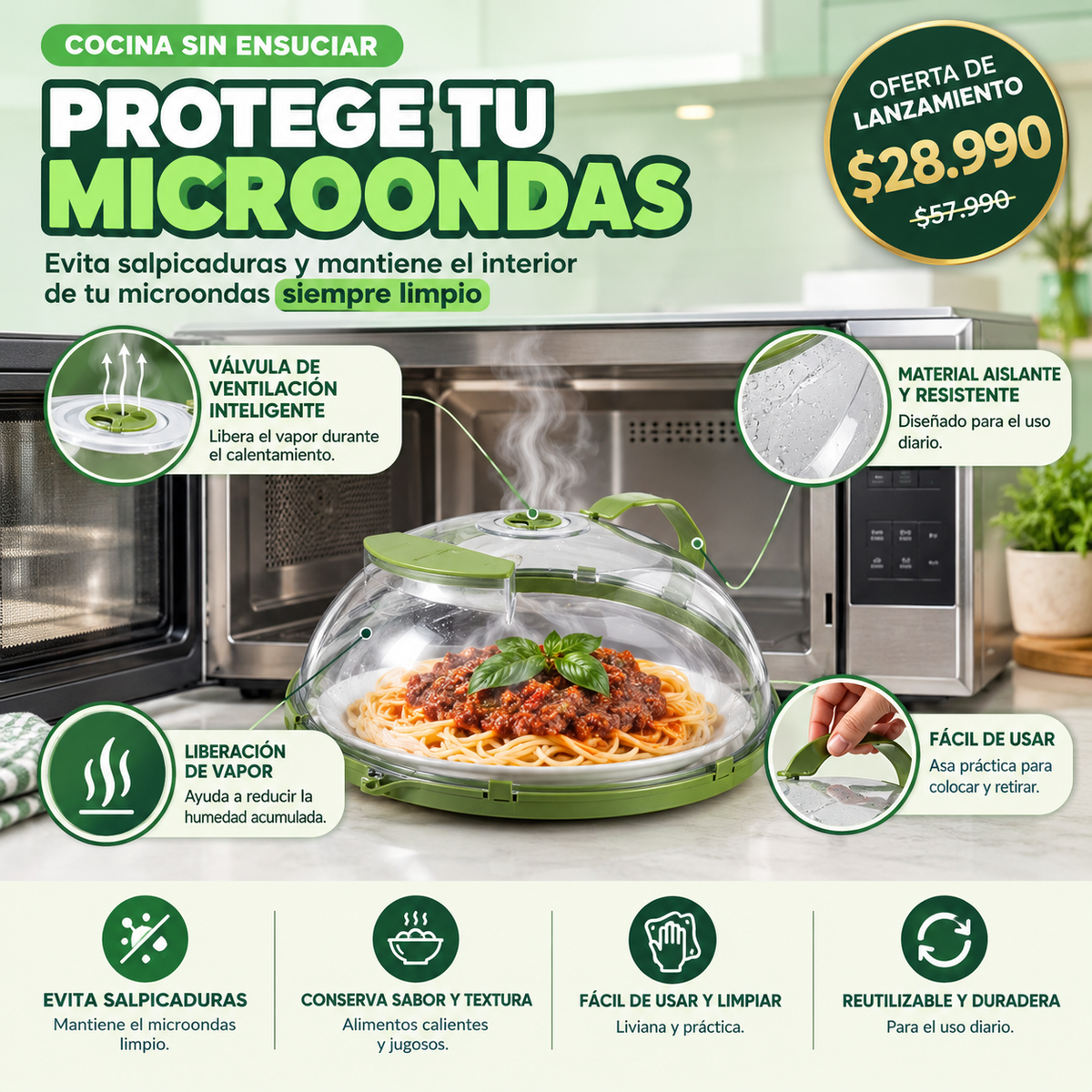 MicroShield™ - Tapa protectora para microondas Anti Salpicaduras