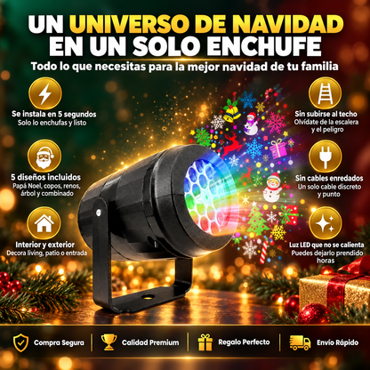 HogarMagic™ Proyector LED de figuras navideñas con 5 diseños intercambiables