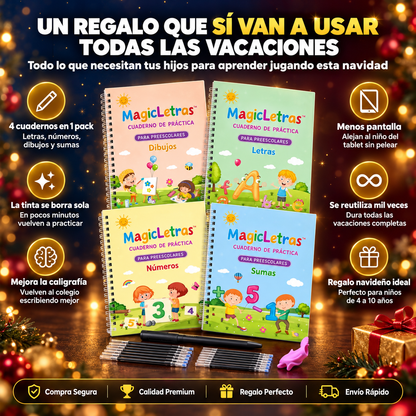 MagicLetras™ - Kit 4X1 de caligrafía mágica con tinta que se borra sola