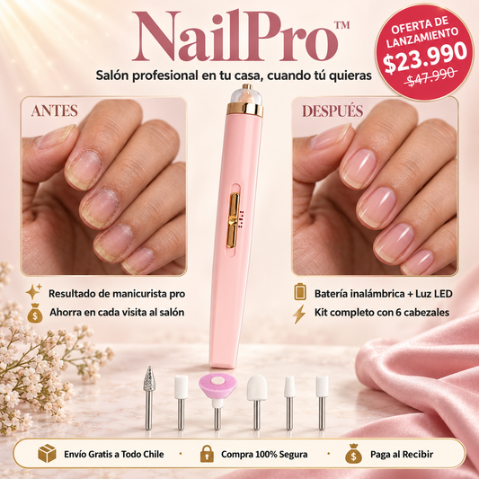 NailPro™ — Dremel de uñas inalámbrico con luz LED + 6 Cabezales de regalo
