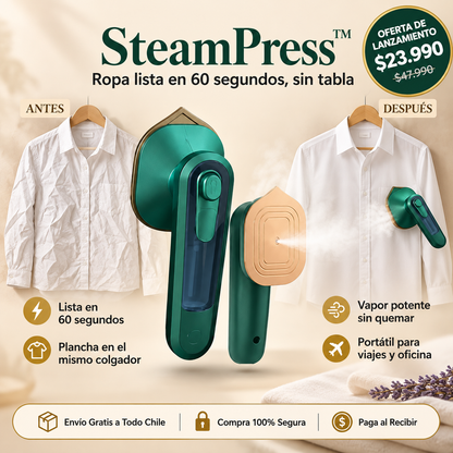 SteamPress™ Mini plancha profesional a vapor portátil