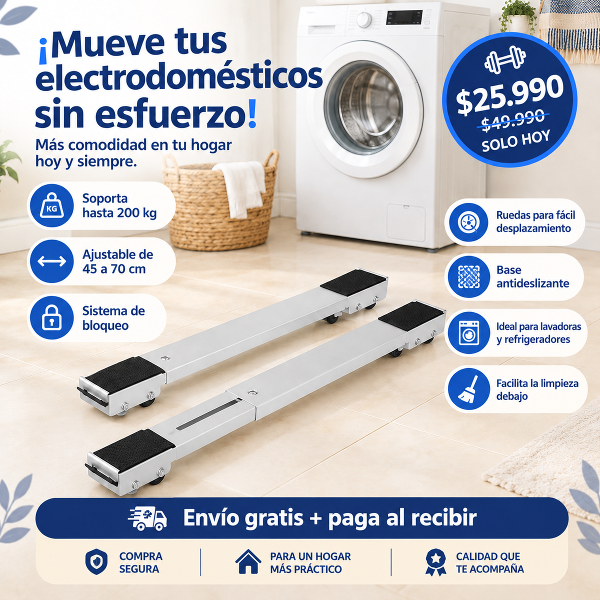 MovePro™ Soporte móvil Para Electrodomésticos ajustable con ruedas
